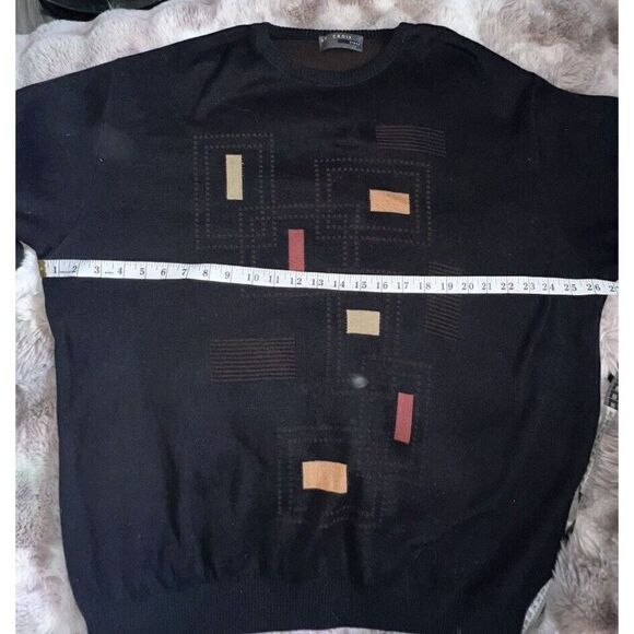 ST CROIX GRADUATED BOXES CREW NECK SWEATER, Geometric, XL, Black,squares,preppy - Picture 6 of 11